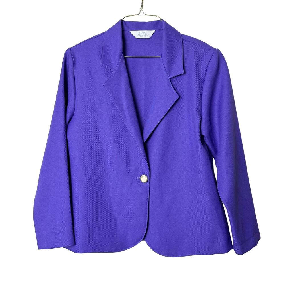 Blair Boutique bright royal Purple one button blazer Size 14 Petite